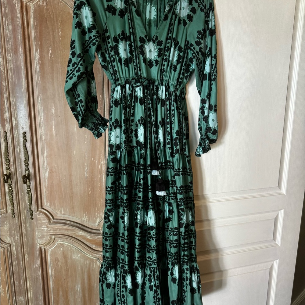 NWOT Anthropologie Omika Rivera Midi dress in emerald - Picture 5 of 6
